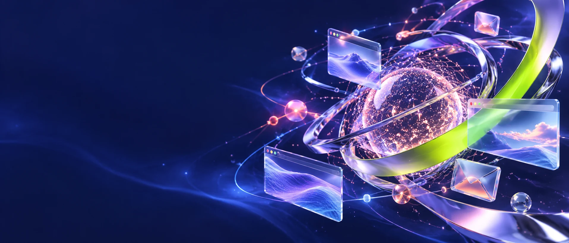 Universo visual de IA y conexiones digitales, generado con inteligencia artificial
